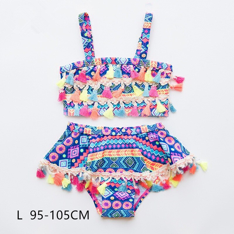 Ins børne badedragt pige split baby 3- år national vind børn strand wear kvaster badedragt dejlig prinsesse bikini sæt  yz20043: L  95-105cm