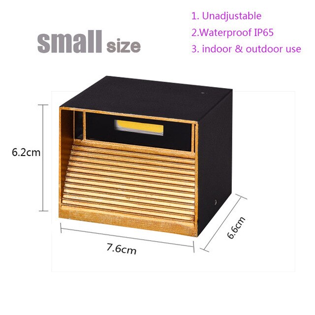 Modern 12W COB LED Wall Lamp waterproof Indoor Outdoor Simple Style Aluminum Wall Lights for Bedroom Hallway Porch Balcony: Small Black golden / Warm White (2700-3500K)