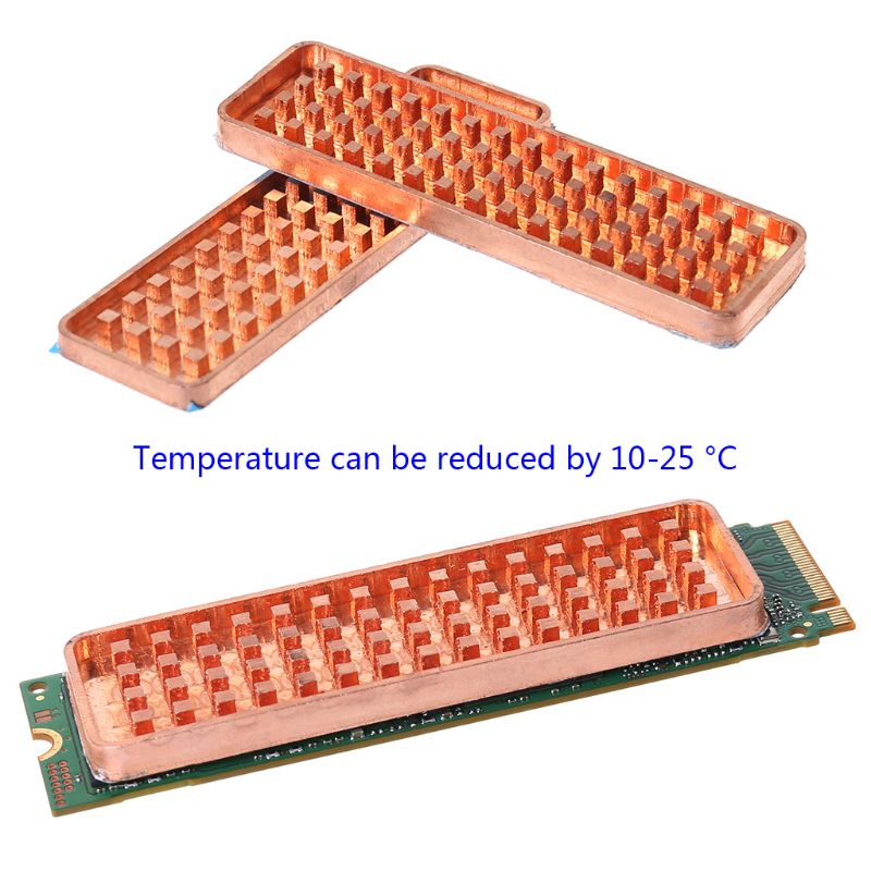 Copper NVME M.2 Heat sink 2280 SSD Metal Sheet Thermal Conductivity Silicone Wafer Cooling Fan M2 Heatsink