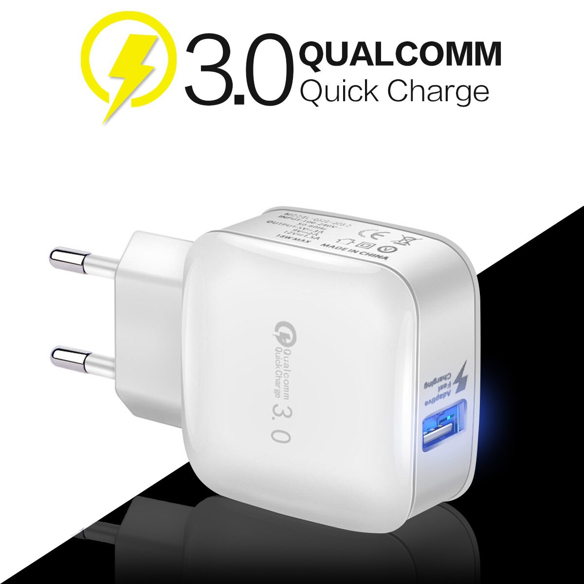 Quick Charge 3.0 USB Wall Charger For Samsung Galaxy S8 / S8+ / Note8, LG G6 / V30, HTC 10, iPhone Xs/XS Max/XR Fast Charing