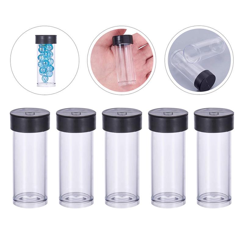 30/40 Pcs Transparent Tubes Beads Storage Container With Lid Empty Storage Tubes Cylinder Bead Storage Bottle Accessories