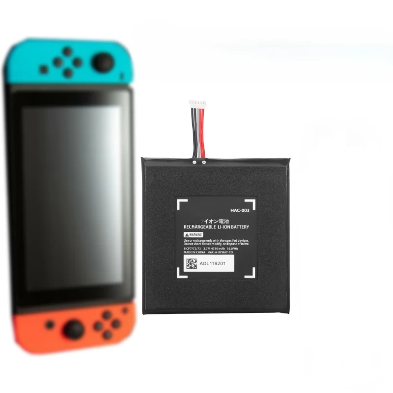 Ersatzakku für nintendo switch-konsolencontroller (li-ion, 3.7v mah 4310 hac -003, wiederaufladbar) inklusive schwamm