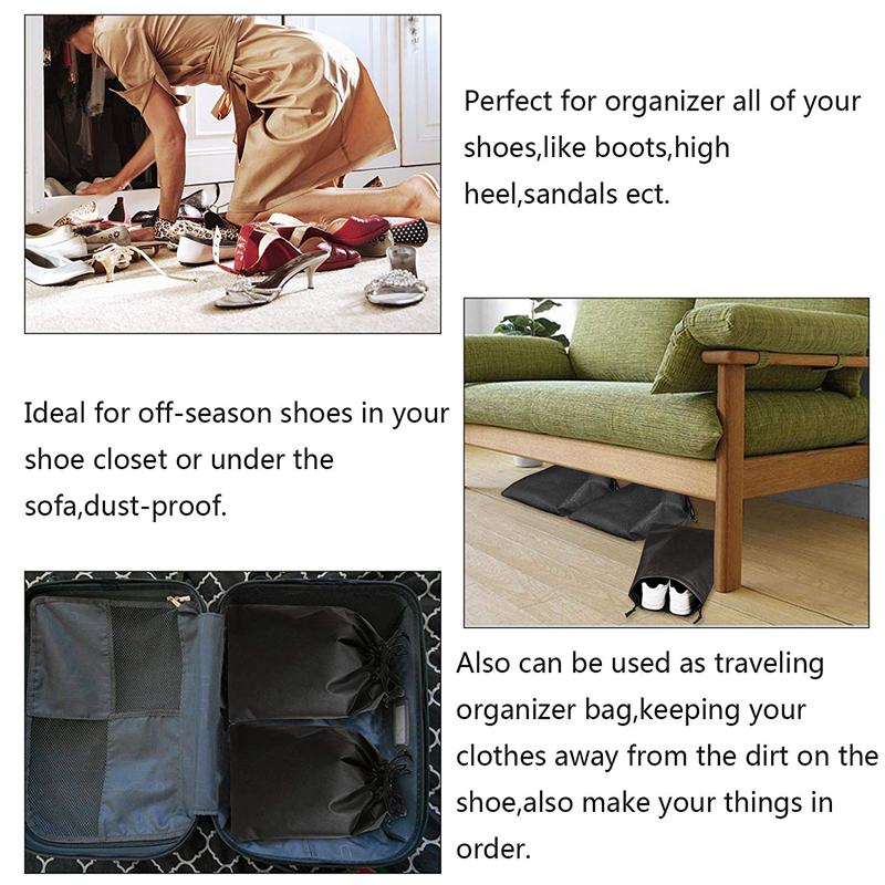 8 Pcs Schoenen Tas, Cover Schoenen Zwart Waterdicht Anti-Dust Opslag Draagbare Zakken Voor Reizen Sport