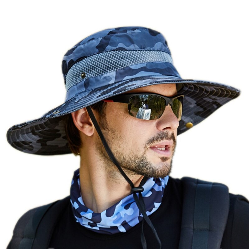 Mode Zomer Sneldrogende Anti Uv Zon Cap Hoed Grote Brede Rand Outdoor Vissen Wandelen Strand Mannen Panama Hoed Mesh ademend