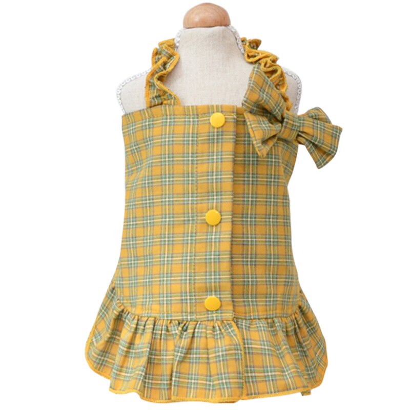 Kleine Hond Meisje Jurk, Leuke Plaid Patroon Vest Lente Zomer Jarretel Rok Kleding Kleding Voor Pet Puppy Kleine Hond: Yellow / Xxl