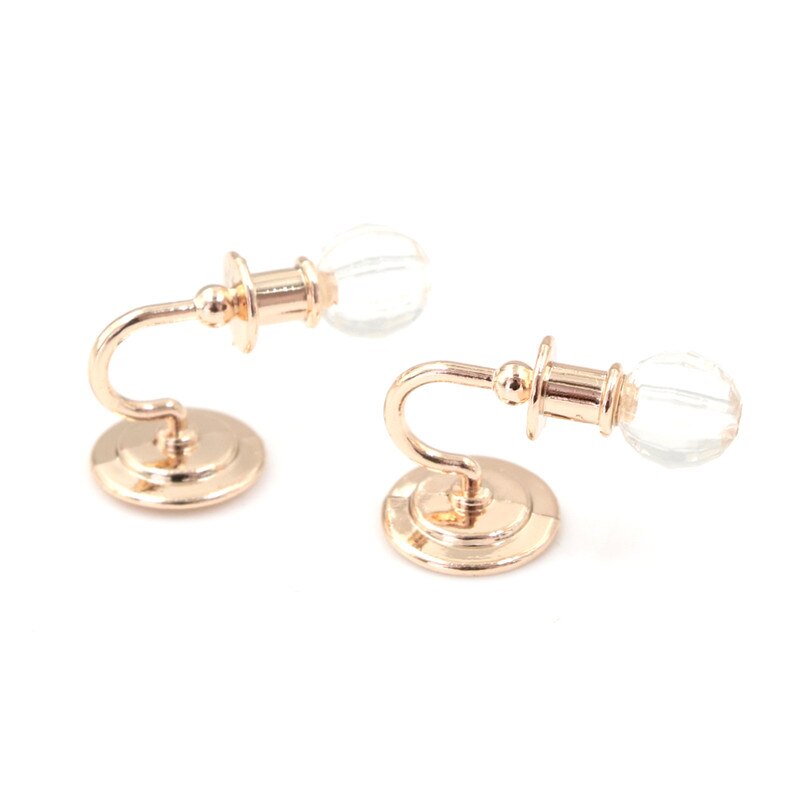 2 Pieces Metal 1:12 Dollhouse Miniature Wall Light Lamp Model Decoration 1/12 Doll House Accessories