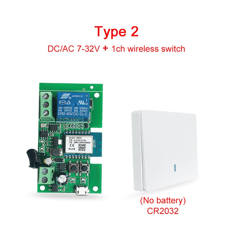 AllbeAi Tuya Smart Life,DC5V 12V 24V 32V Wifi Smart Switch,Intelligent Home Module, inching mode,RF433 Wireless Remote Control: Type 2