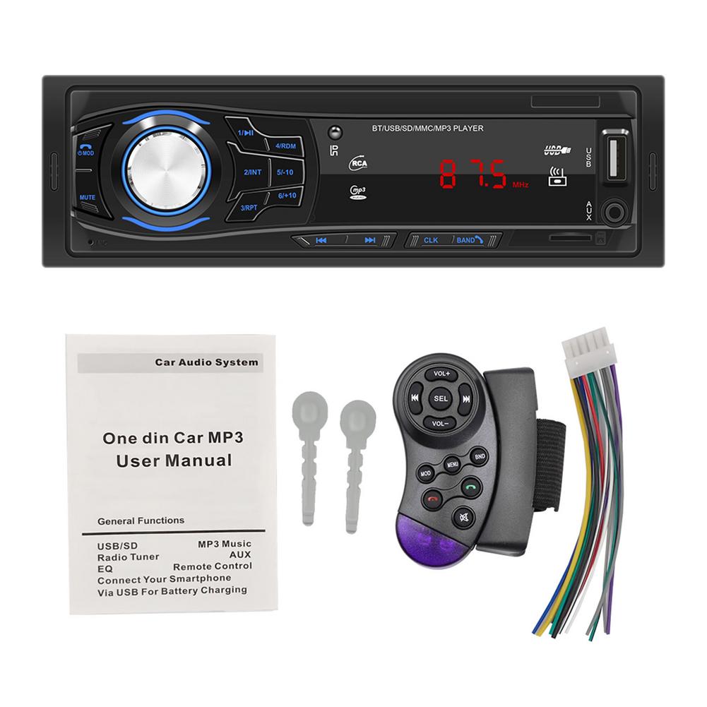 12V 1 Din Autoradio Speler Bt Stuurwiel Afstandsbediening Stereo Fm MP3 Usb Sd Aux-ingang Audio multimedia Autoradio Speler
