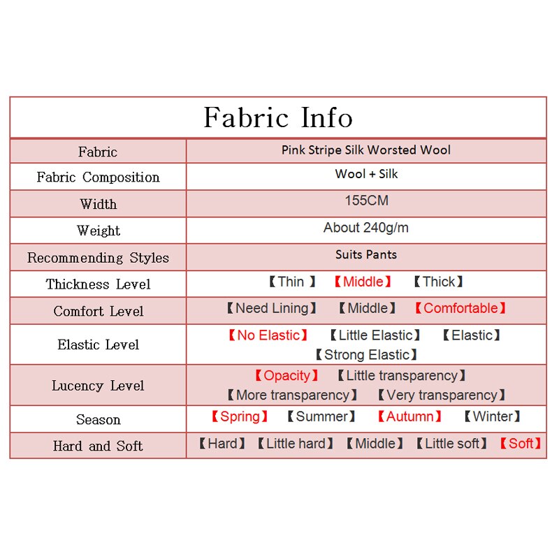 Rouge framboise japonais rose rayure soie peignée laine tissu femmes costumes pantalon couture bricolage tissu tailleur Textile