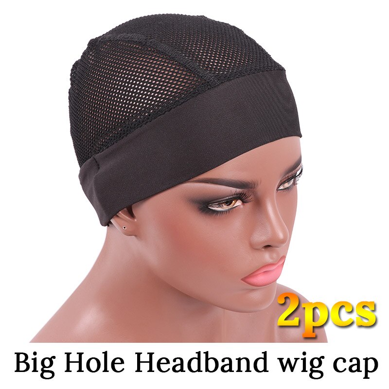 Plussign Wig Cap Hair Net Elastic Headband Wig Caps For Making Wig Mesh Dome Cap Mesh Cap Adjustable Magic Sticker Hook 5Pcs/Lot: bigholeHeadbandCap2