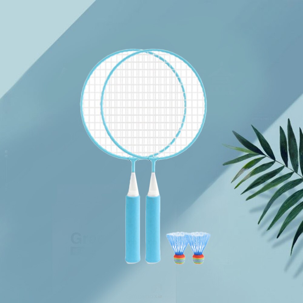 1 sæt farvet badmintonketcher begyndertræning udendørs sports fritids legetøj badmintonsæt til børn, der leger (tilfældig col: Blå