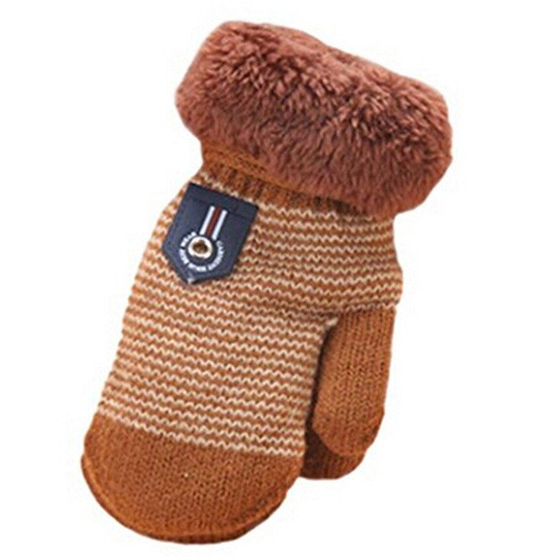 Winter Warm Baby Handschoenen Volledige Vingers Baby Meisjes Jongens Thicken Breien Wanten Touw Verbinding Kids Handschoenen