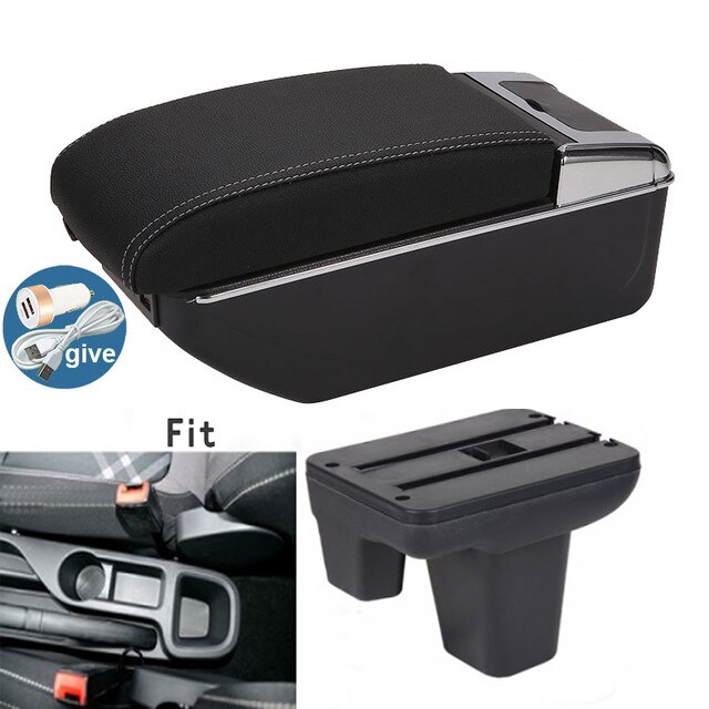 For MorrisGaragesMG3 mg3 mg3s armrest box central Store content box cup holder ashtray interior + 7USB: c-Black white line
