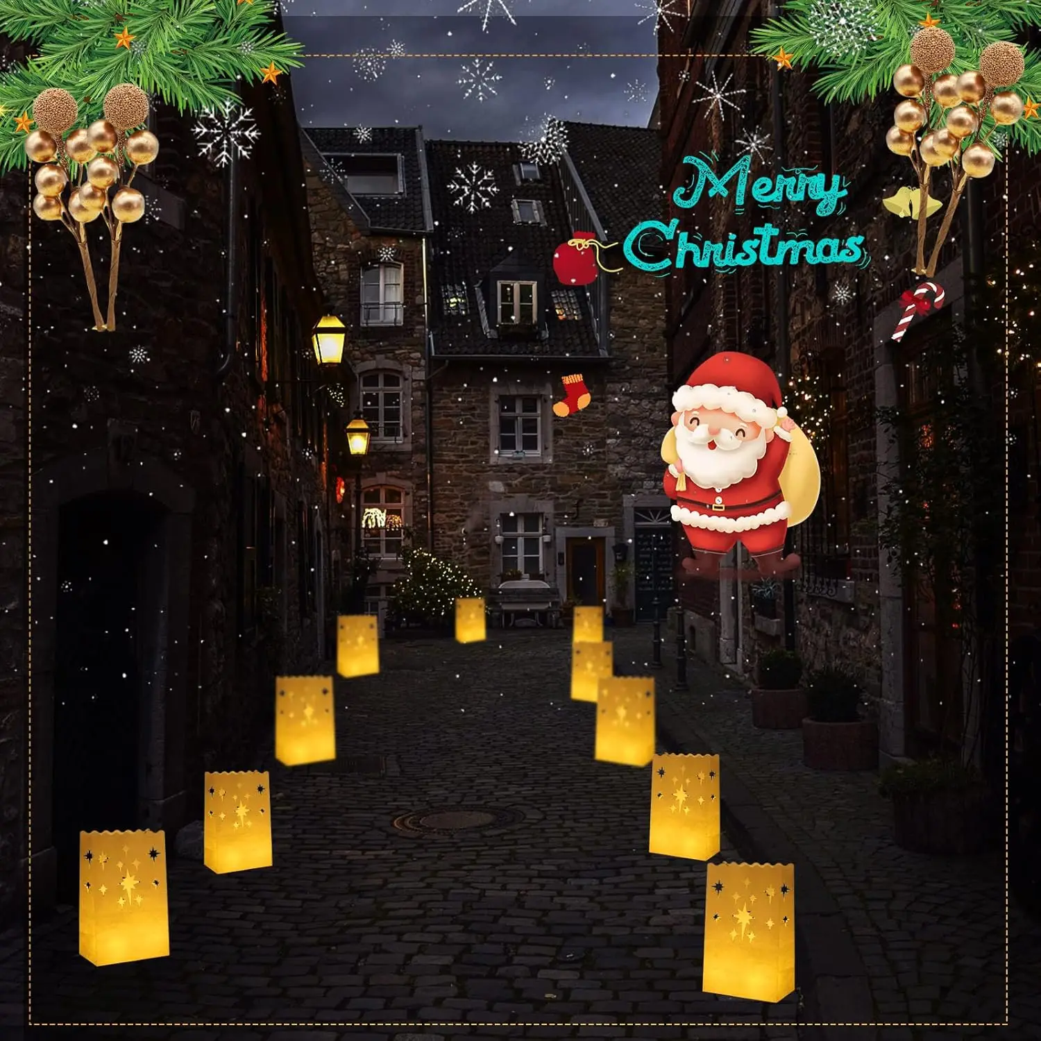 12-48 sæt lysende papirposer med led-lys flammehæmmende lyspose til bryllup, brudefødselsdagsfest, stidekoration