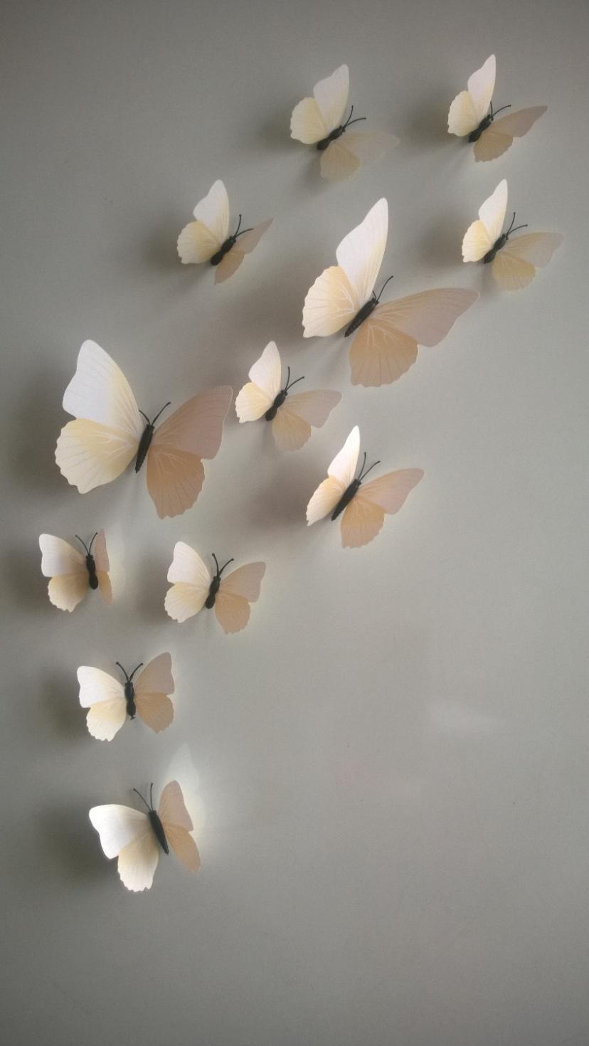 Decals12pcs 3D mariposa pared 6big + 6 pequeño PVC 3D adhesivo para pared de mariposa para decoración del hogar