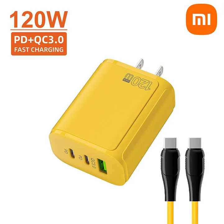 Xiaomi 120W Ultra Fast Charging Dual PD Quick Mobile Phone Charger 3 Ports QC3.0 USB Type C GaN Charger EU/US/UK Wall Adapter: Pink