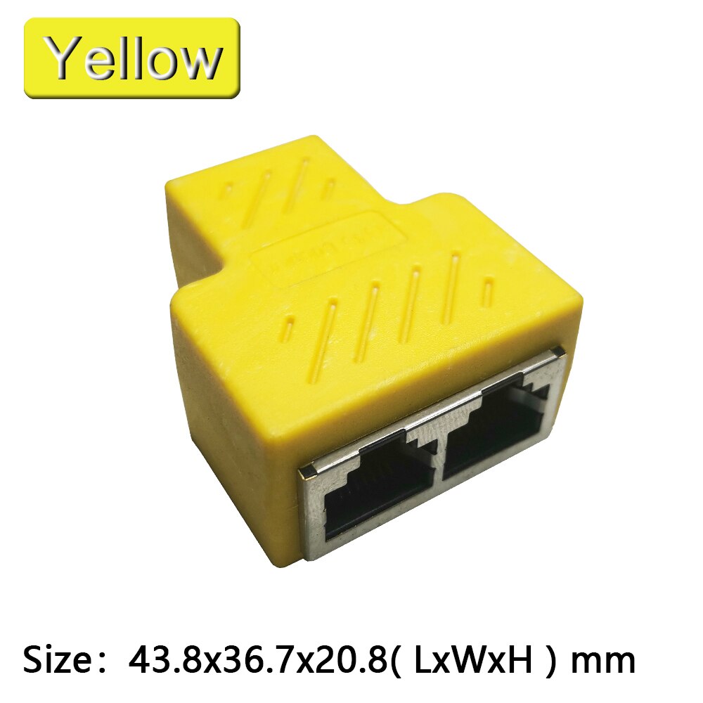 1 To 2 Ways RJ45 Ethernet LAN Network Splitter Double Adapter Ports Coupler Connector Extender Adapter Plug Connector Adapter: Yellow