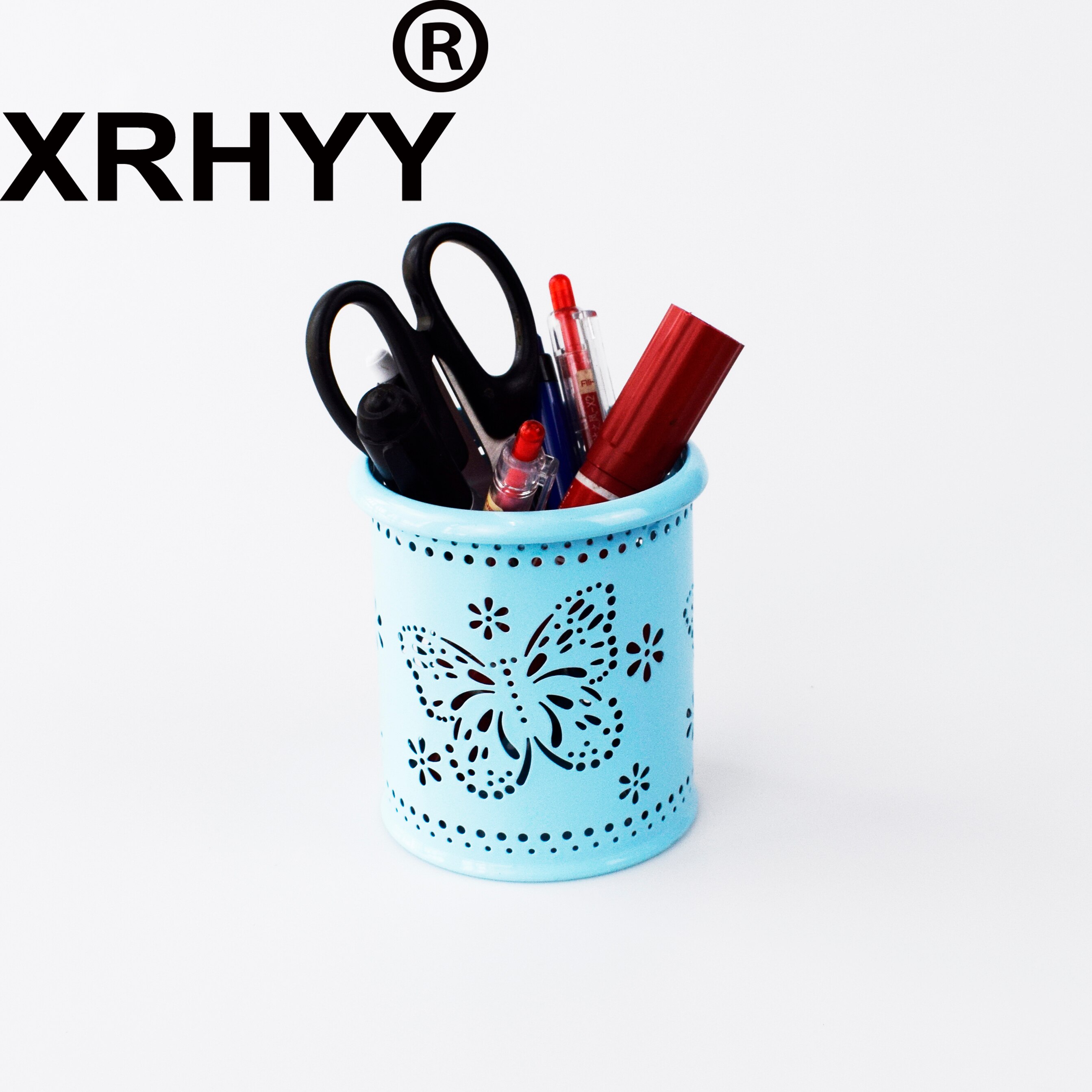 Metall Hohl Stift Halfter Multifunktions Schmetterling aufbringen Bleistift Tasse Stift Topf Container Schreibwaren Runde Korb Schreibtisch-Organizer