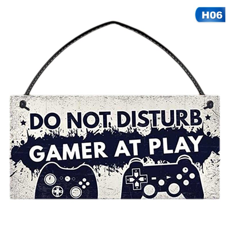 Wooden Door Hanging Sign Ornament Funny Keep Out Gamer At Play Decoration for Home Wooden Pendants: H06