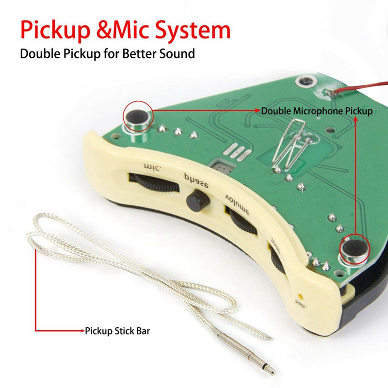Akoestische Gitaar Klankgat Voorversterker Piezo 3 Band Pickup Eq Met Microfoon