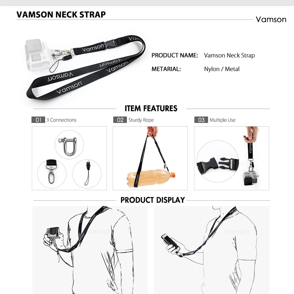 Vamson for Gopro hero 7 6 5 4 Accessories Kit for Xiaomi yi 4k for SJCAM M10 for SJ5000 case EKEN SOOCOO Action Camera VS100