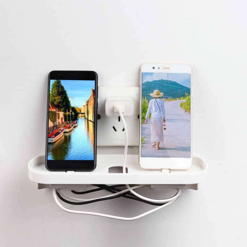 Socket Shelf Outlet Shelf Organizer Wall Mounted Shelf Plastic for Cell Phone Charge