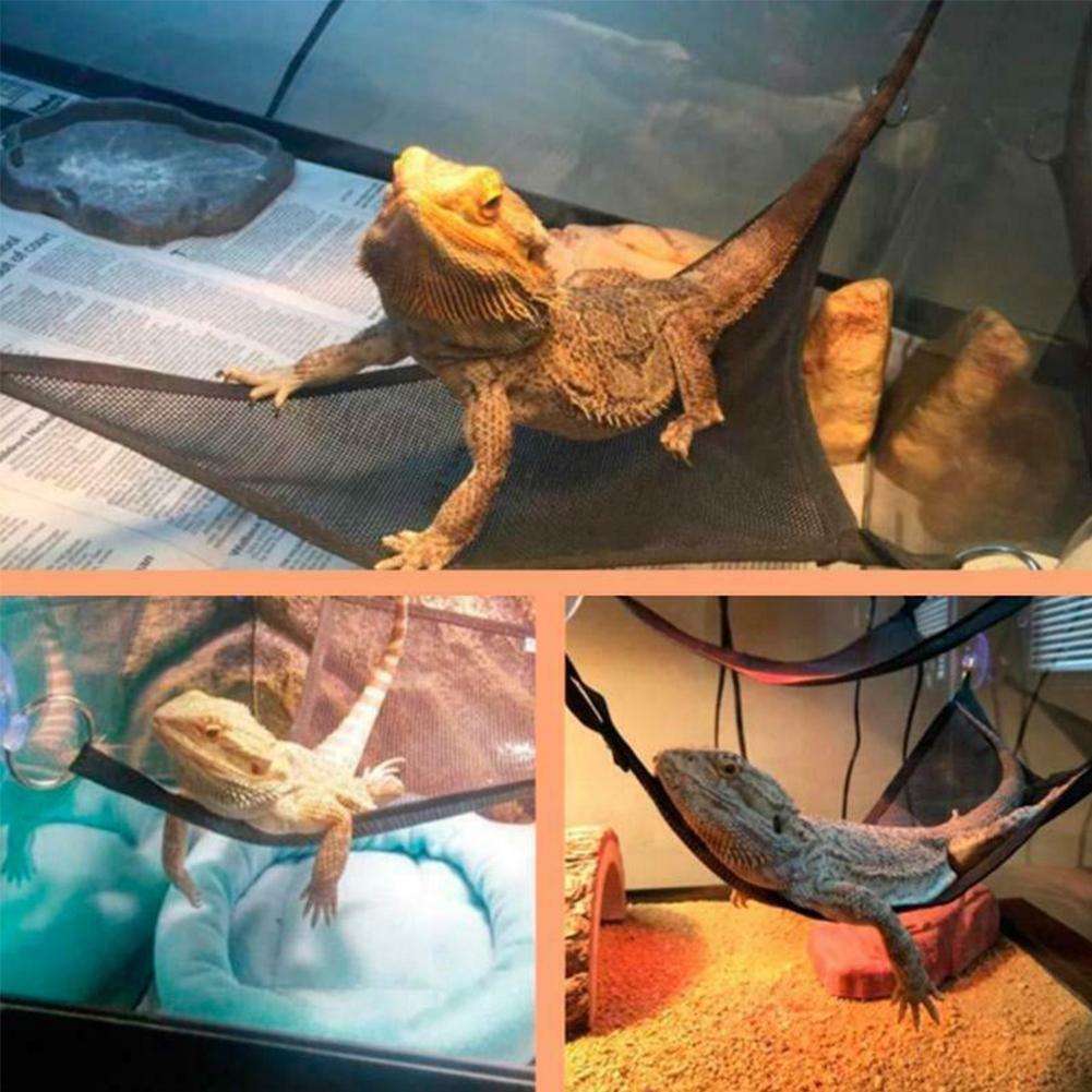 2pcs Reptile Hammock Lounger Ladder Accessory For Large Small Anole Geckos Lizards Snakes Triangle Hammock With Suction Cup