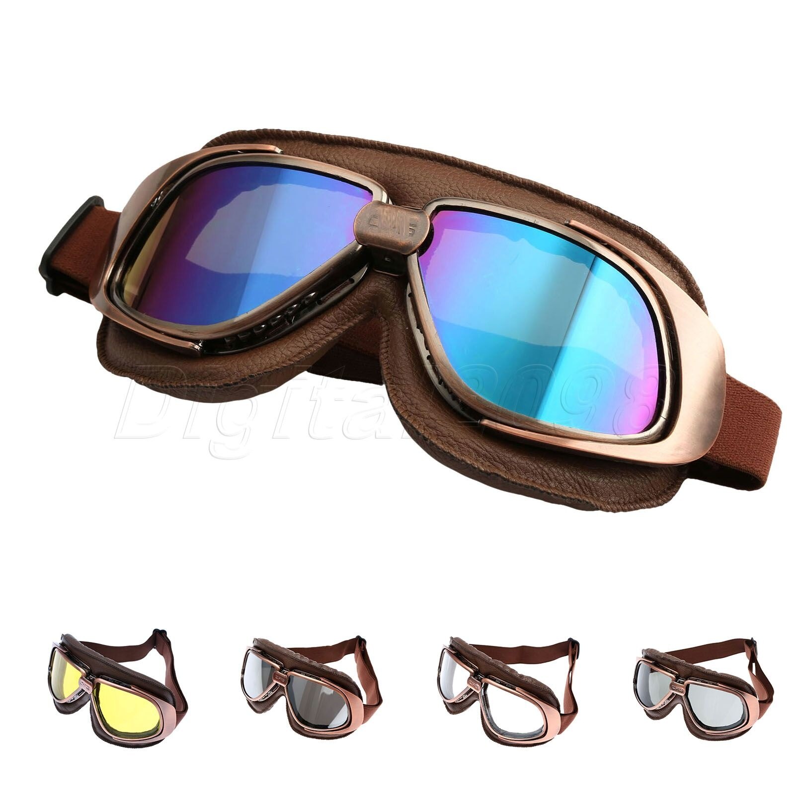Gafas De Burbuja Retro Para Montar En Motocicleta, Cascos Dlumbrant A Prueba De Viento