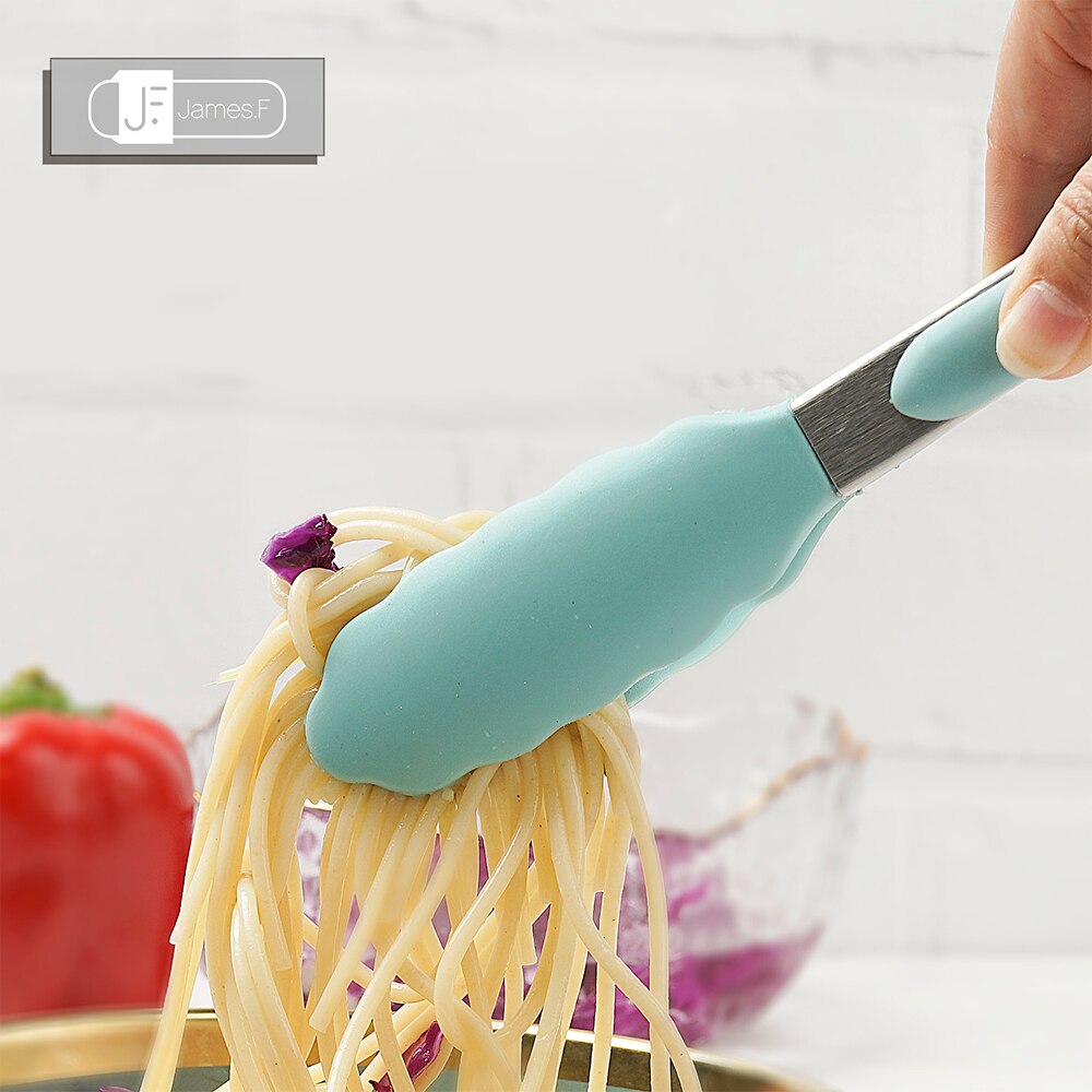 Silicone Food Tong Cooking Clip Clamp BBQ Salad Tools Stainless Steel Kitchen Tongs Silicone Non-slip Grill Kitchen Accessories