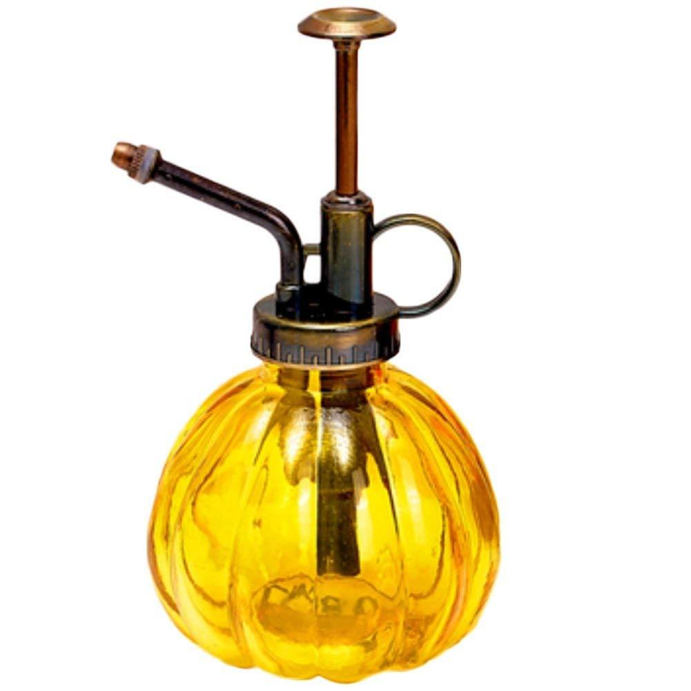 Vintage pompoenvormige glazen spuitfles, gieter voor bloemen, tuin, vetplanten, spuitfles, tuinieren, plantbenodigdheden: Geel