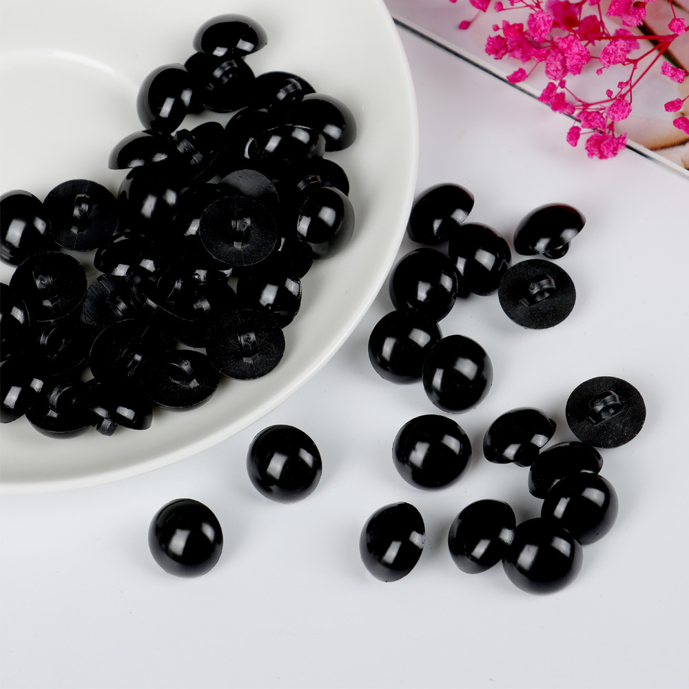 Ojos sólidos de plástico negro para muñeca de oso, marioneta de felpa, juguete, nariz, Animal, botón de costura, accesorios, 50 piezas