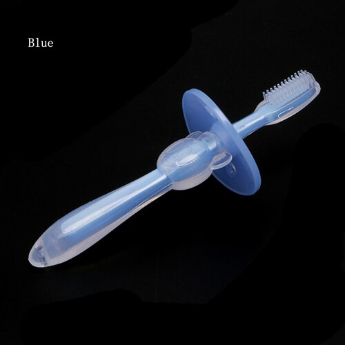 Baby Zachte Chewable Buigbare Bijtring Training Tandenborstel Borstel Voor Zuigelingen Gxmb: Blauw