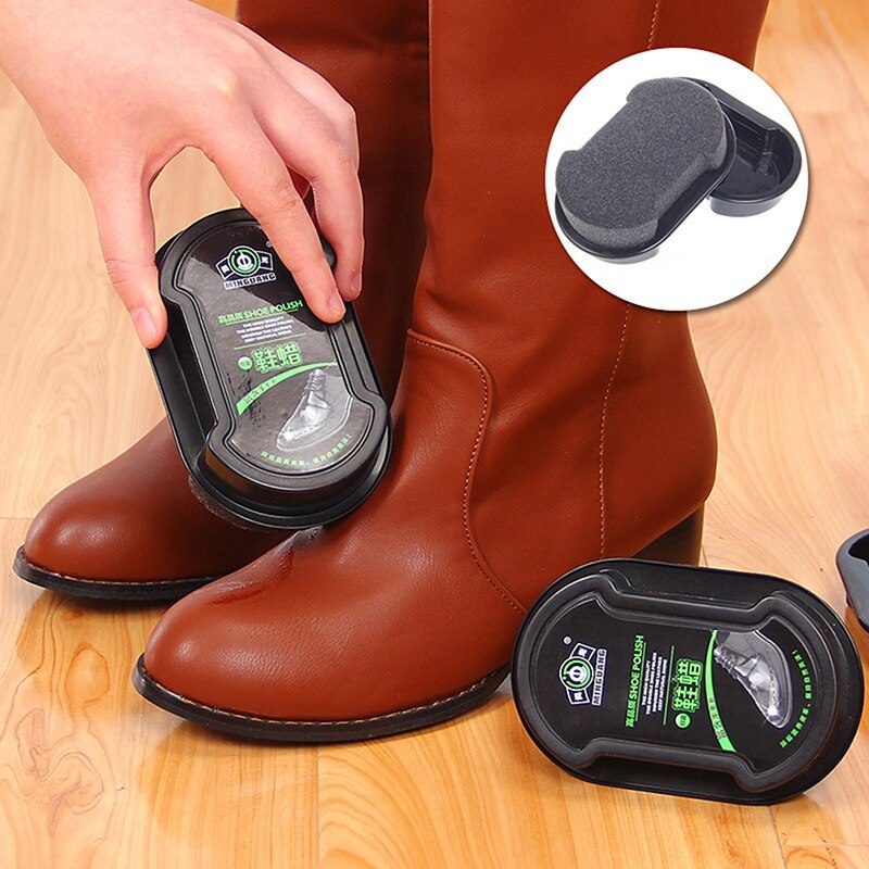 zapatos de doble cara polaco zapatos frotar cera esponja cuidado cuero aceitado zapato cepillo para el Hogar c