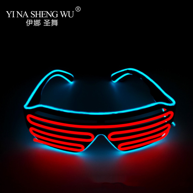 Men Glowing Tie EL Wire Neon LED Luminous Tie Glasses Cosplay Party Haloween Christmas Luminous Light Up DJ Bar Club Stage Prop: Beige