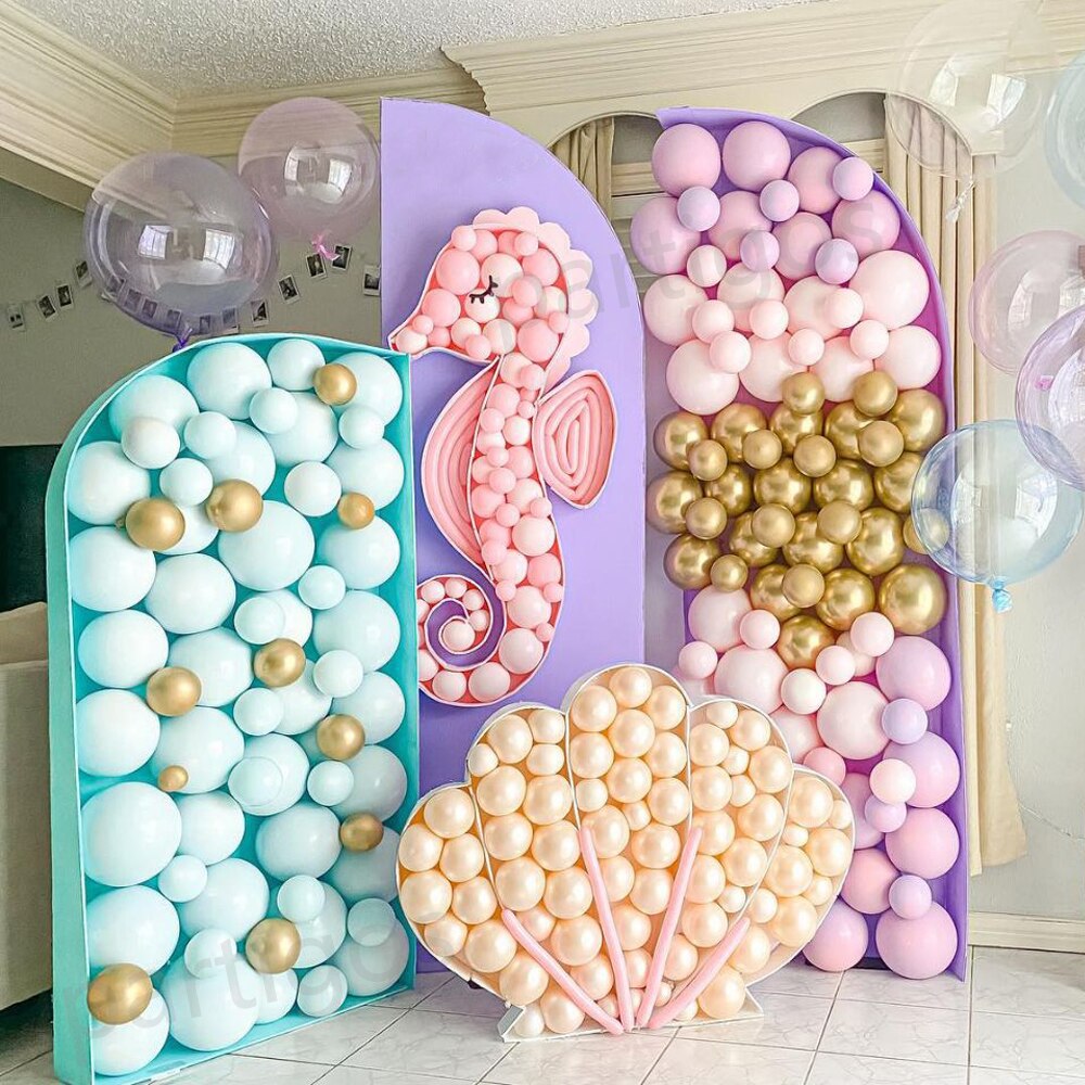 Mermaid Tail Mozaïek Ballon Frame Vullen Doos Voor Kleine Zeemeermin Party Shell Seahorse Diy Decoraties Verjaardagsfeestje Supplies