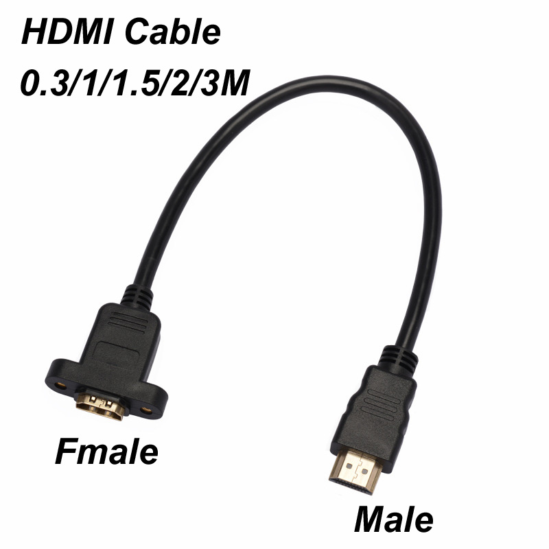 0.3/1M Hdmi Kabel Man Naar Vrouw Case Panel Mount Schroef Hdtv-Compatibele Kabel Hdr 4K Voor Splitter Extender Adapter