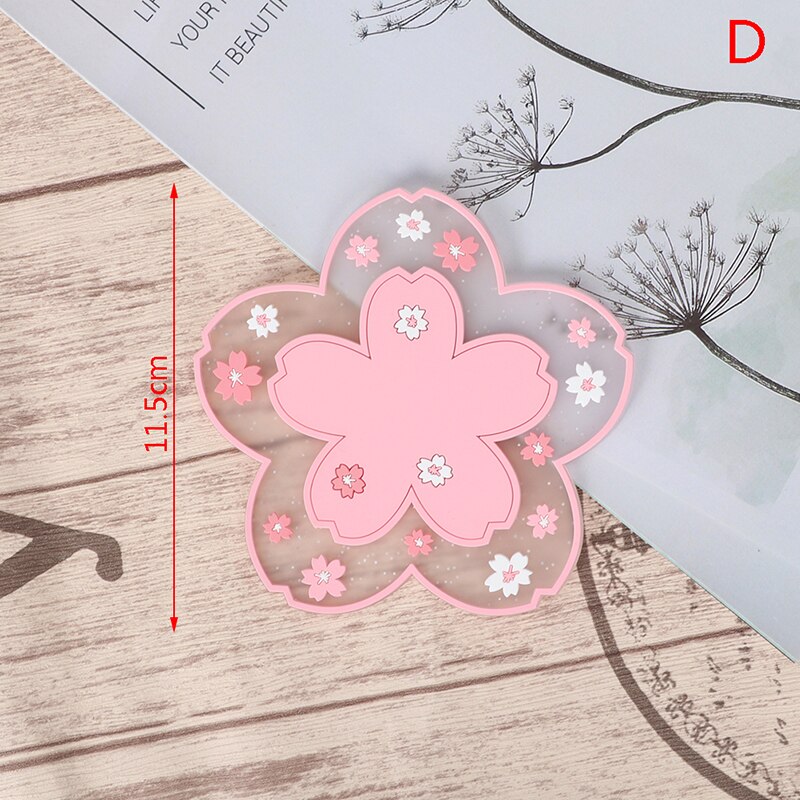 Estera de mesa de aislamiento térmico de flor de cerezo, alfombrilla antideslizante para taza de té, Oficina familiar: D