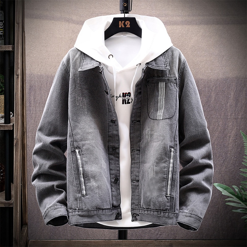 Denim Jacket Men's Fall Trend Lapel Long Sleeve Tooling Denim Jacket