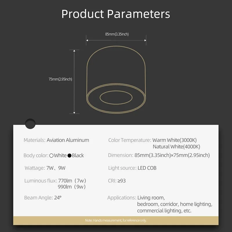 Aisilan Opbouw LED Downlight COB Spot licht voor woonkamer, Slaapkamer, Keuken, Badkamer, Gang, AC 90 v-260 v