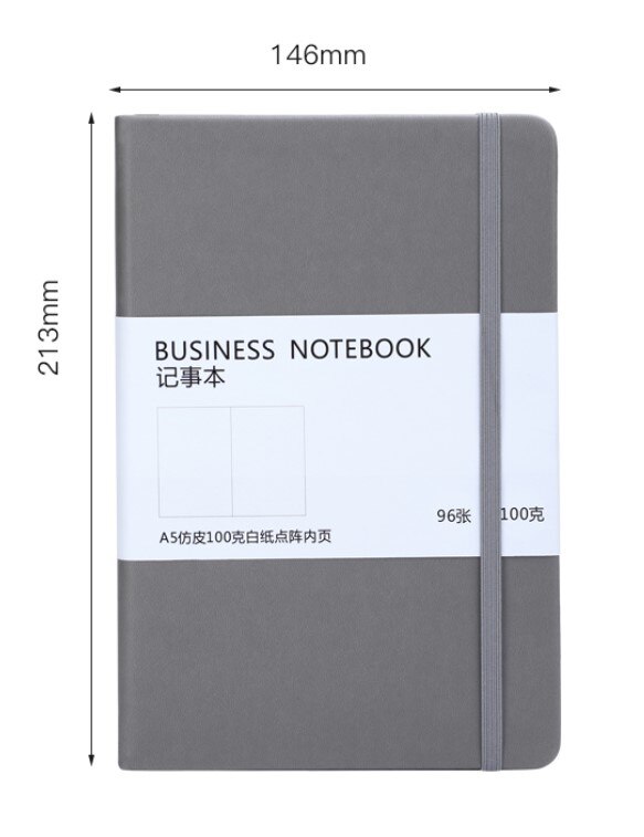 A5 Dotted bullet dotted-journal Notebook Diary ivory white 100 GSM paper Planner Office school supplies sketchbook Stationery: grey