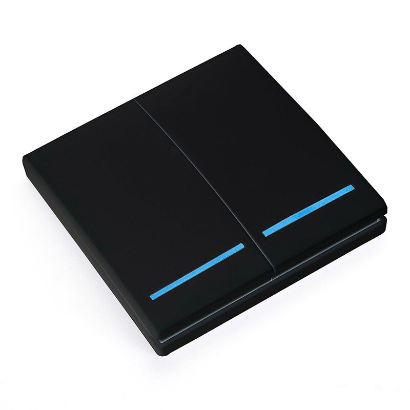 433 Mhz Ac 220V 110V 1CH Draadloze Rf Afstandsbediening Schakelaar Led Nachtlampje Schakelaars Drukknop 86 muur Panel Afstandsbediening Zender: Black 2Button