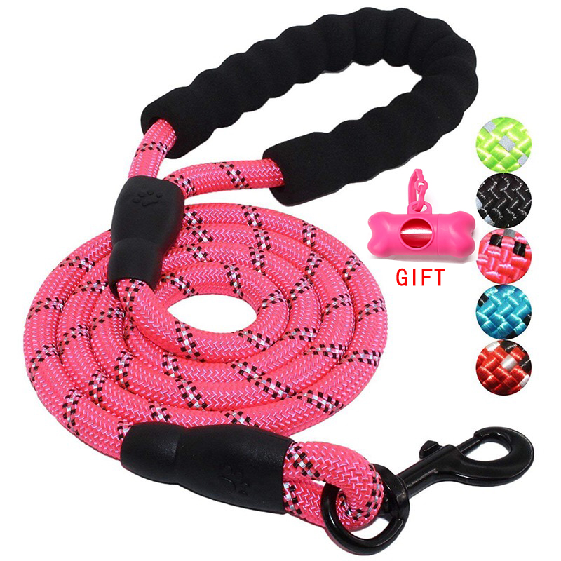 Durable Nylon Dog harness Color 1.5M Pet Dog Leash Walking Training Leash Cats Dogs Leashes Strap Dog Belt Rope: Pink