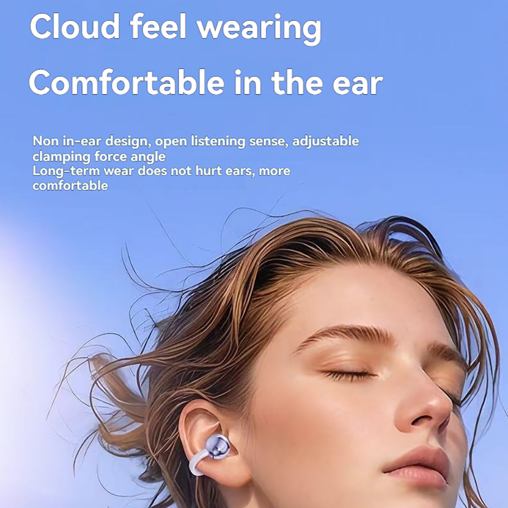 Open Ear Clip Wireless Headphone Blue Tooth 5.4 Earbuds Sports Waterproof Earphones HD Call With Charging Case LED Power Display