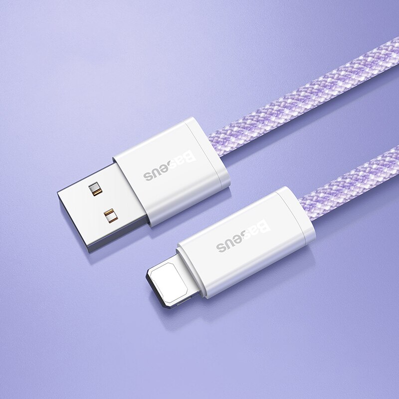 Baseus Usb Kabel Voor Iphone 13 12 11 Pro Max X Xs Xr 8 7 2.4A Snel Opladen Telefoon Data draad Koord Voor Ipad Usb Lader Kabel: Purple / 1m