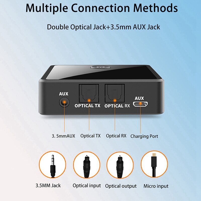 Bluetooth-ontvanger en -zender 2 in 1 glasvezel bluetooth-adapter 5.0 draadloze zenders