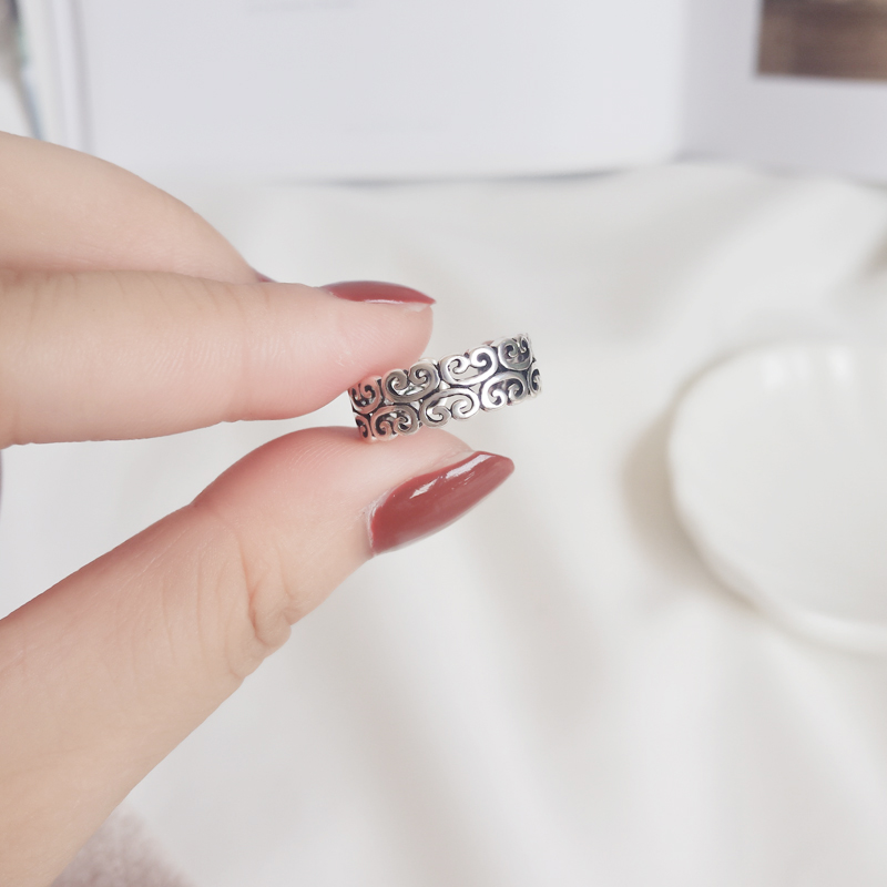 925 verstellbare ringe aus sterlingsilber mit blumenförmiger hohlform für damen – schlichtes, minimalistisches und zartes schmuckaccessoire