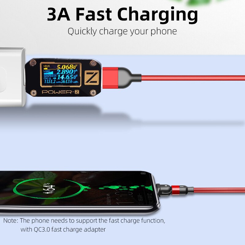 180 grad Magnetische USB Kabel Schnelle Lade Micro/Typ C USB Kabel 180 ° Magnetic Charging Kabel 3A Schnell gebühr Für Handy