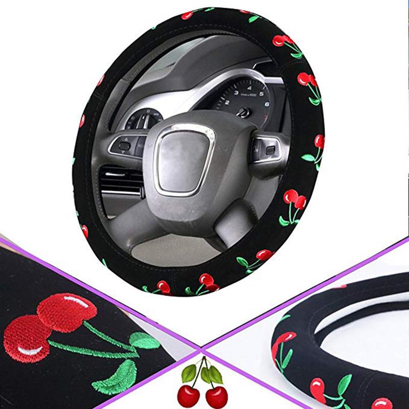 Automotive Cherry Vrouwen Borduren Leuke Auto Stuurhoes