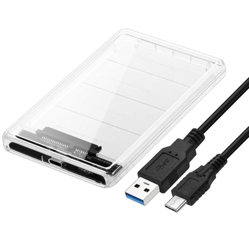 VKTECH Portable 2.5 inch Transparent Hard Disk Case USB 3.1 Gen 2 Type-C to SATA HDD SSD Mobile Enclosure Mobile Hard Disk Box: Default Title