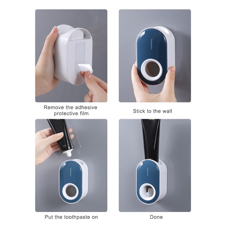 Automatic Toothpaste Dispenser Dust-proof Toothbrush Holder Wall Mount Stand Bathroom Accessories Set Toothpaste Squeezer